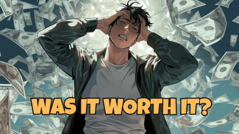 I Spent $500 Testing Spicy Manhwa Read Platforms - Honest Review Frustrated man surrounded by flying dollar bills with text "Was it worth it?" representing the cost of a spicy manhwa read.