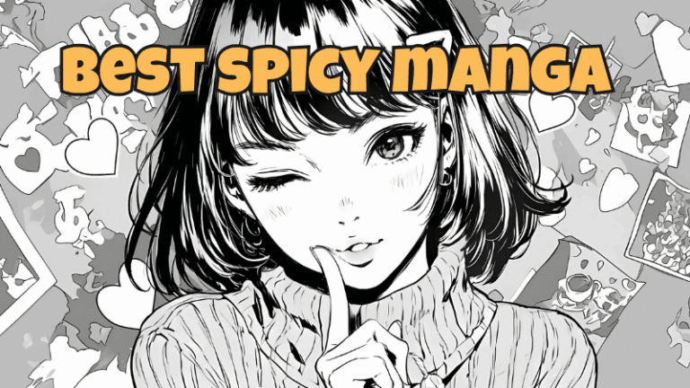 20 Best Spicy Manga of All Time That Will Ruin Your Life (And Where to Read Them) Best spicy manga featuring a seductive anime girl winking with a shushing gesture, surrounded by hearts and manga panels.