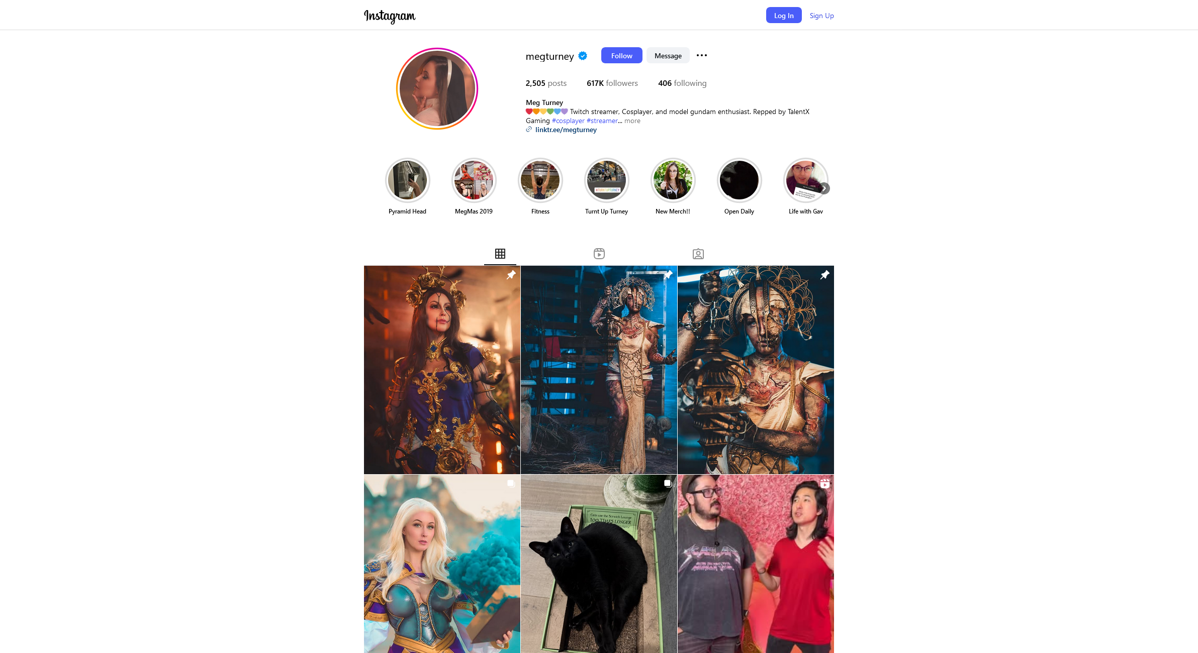 Meg Turney cosplaying as sexy, spicy anime and video game characters in lewd, NSFW cosplay outfits for adult male fans on Instagram