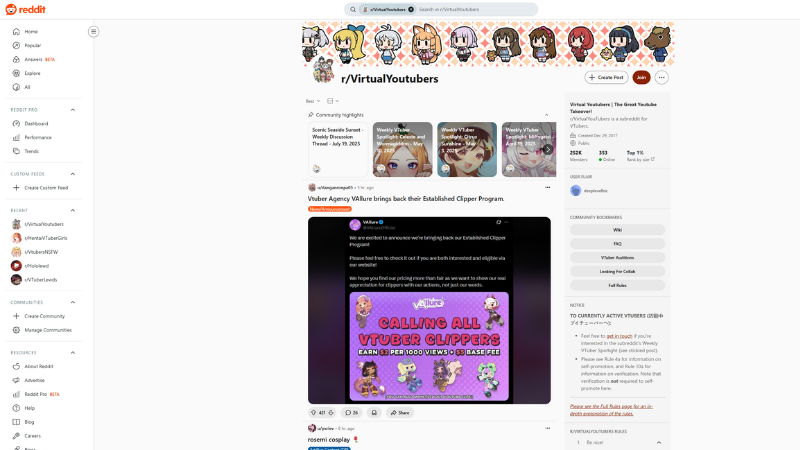 Reddit VirtualYoutubers