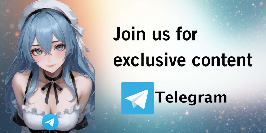 Eromami Telegram channel with a sexy anime girl illustration, featuring spicy manga, doujinshi, adult games, and hentai vibes, linked to the Telegram icon.