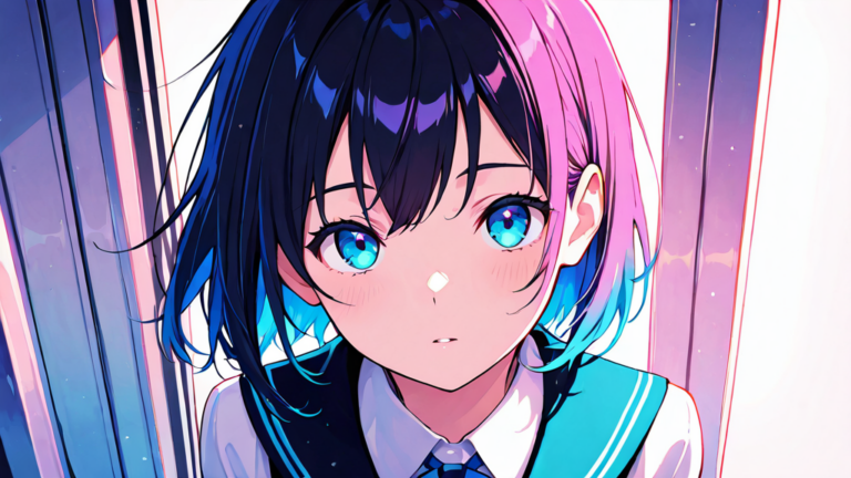 A highly detailed digital illustration of an AI hentai girlfriend character with anime aesthetics