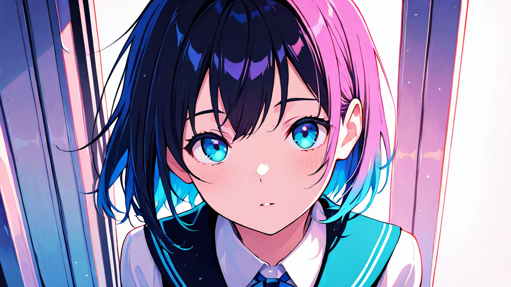 A highly detailed digital illustration of an AI hentai girlfriend character with anime aesthetics
